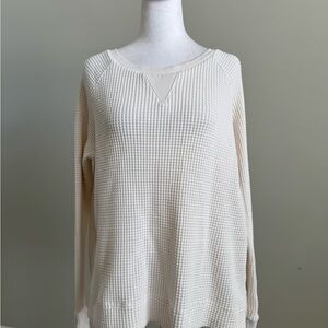 The North Face Cream Long Sleeve Crew Neck Waffle Top